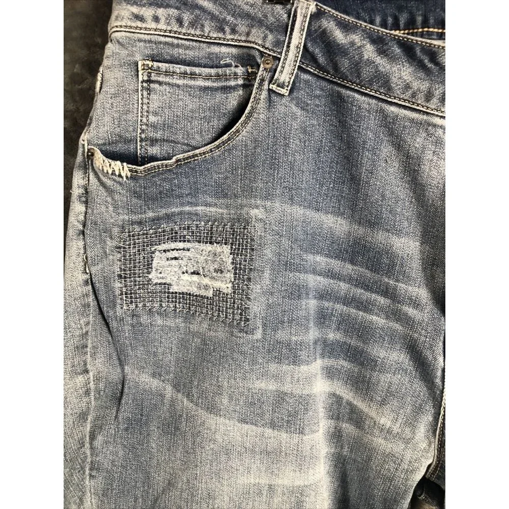 Women’s Jeans Size 24 Distressed Stretch Patches And Roses - Picture 4 of 10